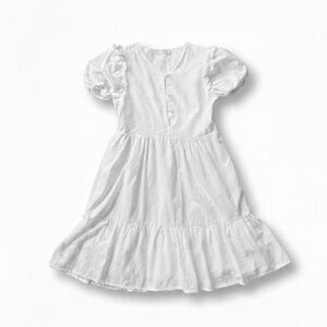 Elegant White Kids Casual Dress 10Y-11Y